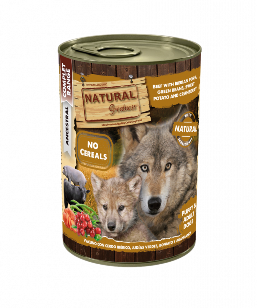 Lata Vacuno con Cerdo Ibérico, Judías Verdes, Boniato y Arándanos 400G