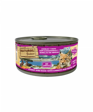 Lata Gatos Conejo y pato con zanahorias y semillas de hinojo