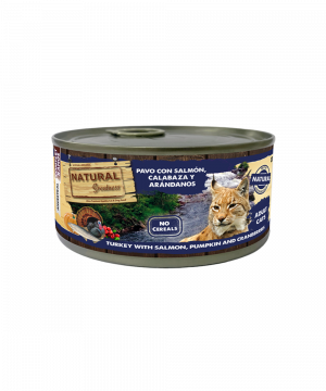 Lata Gatos de Pavo con salmón, calabaza y arándanos