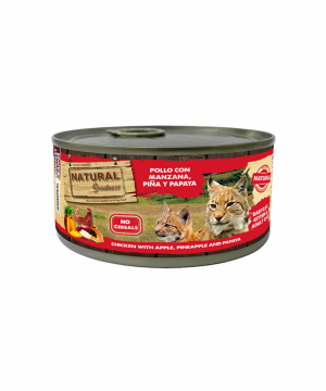 Lata Gato de Pollo con manzana, piña y papaya